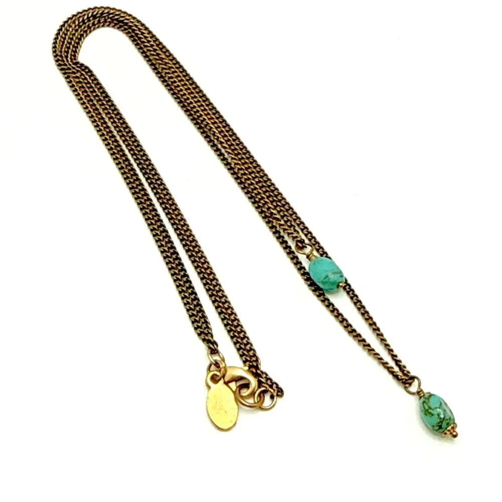 Vintage MARIE CHAVEZ Turquoise Stone Necklace Double Strand Boho 16